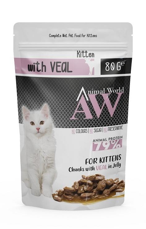 Animal World Jöle İçinde Parça Dana Etli Yavru Kedi Konservesi 80 Gr