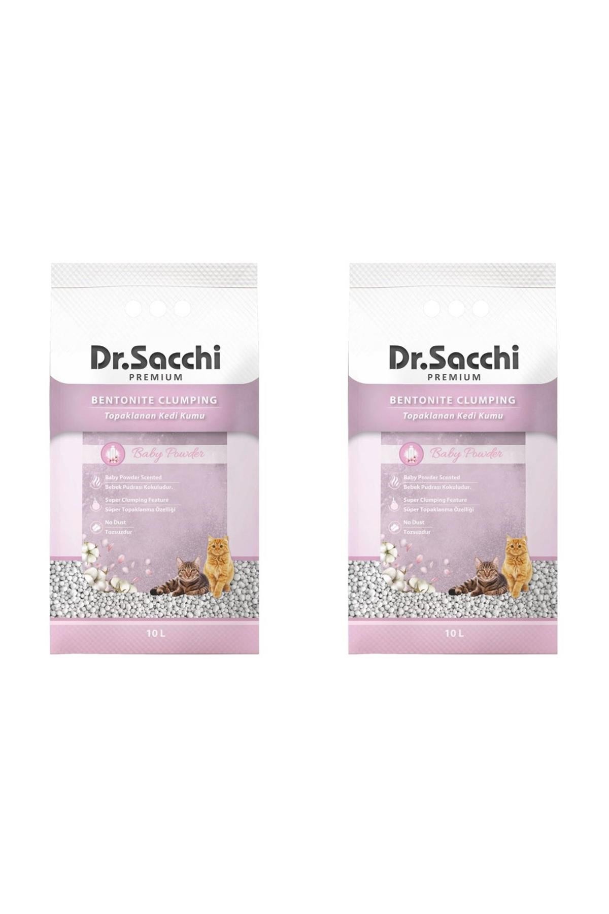 Dr. Sacchi Bebek Pudrası Kokulu Bentonit Kedi Kumu 10 Lt (2 Adet)