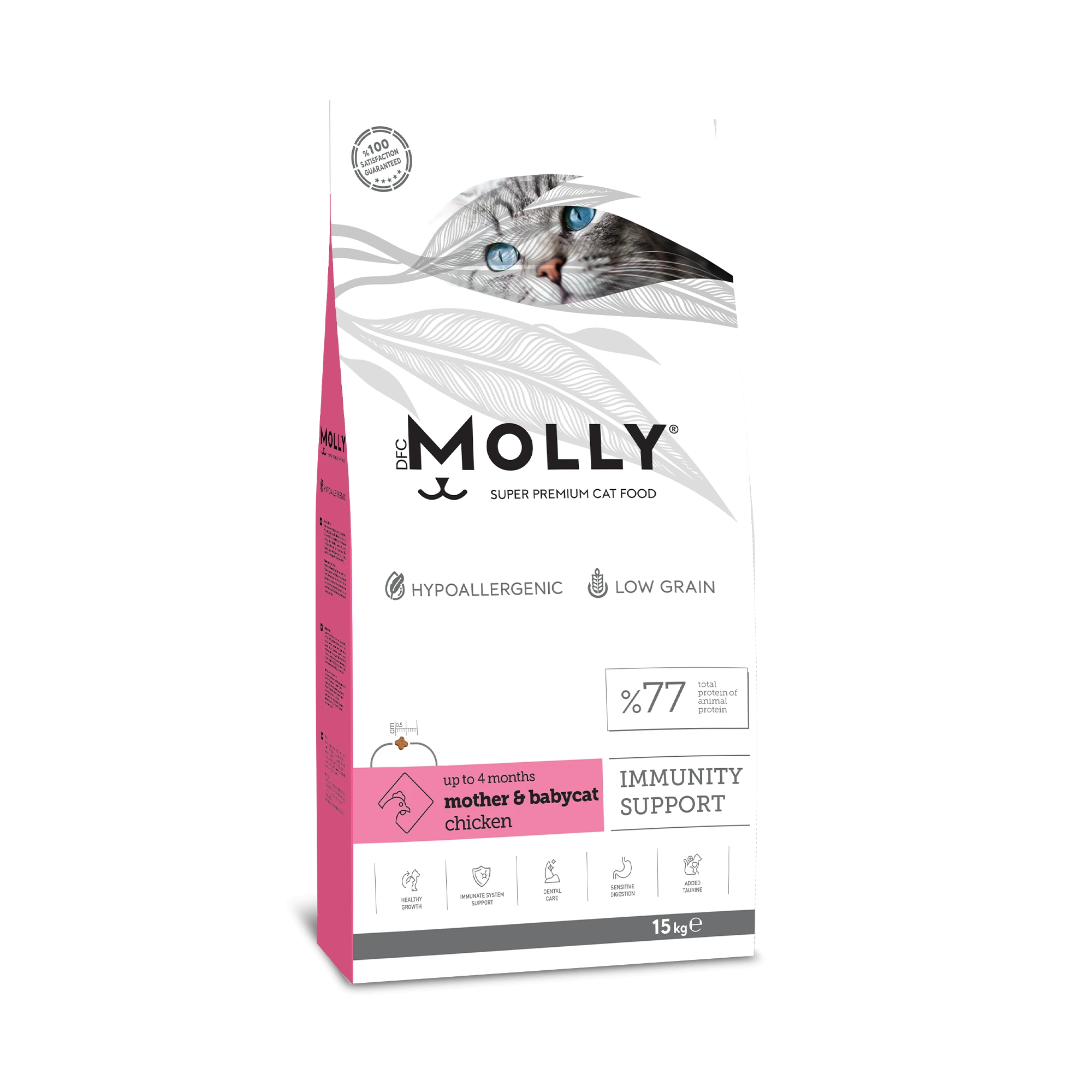 Molly Hipoalerjenik Düşük Tahıllı Tavuklu Anne ve Yavru Kedi Maması 15 Kg