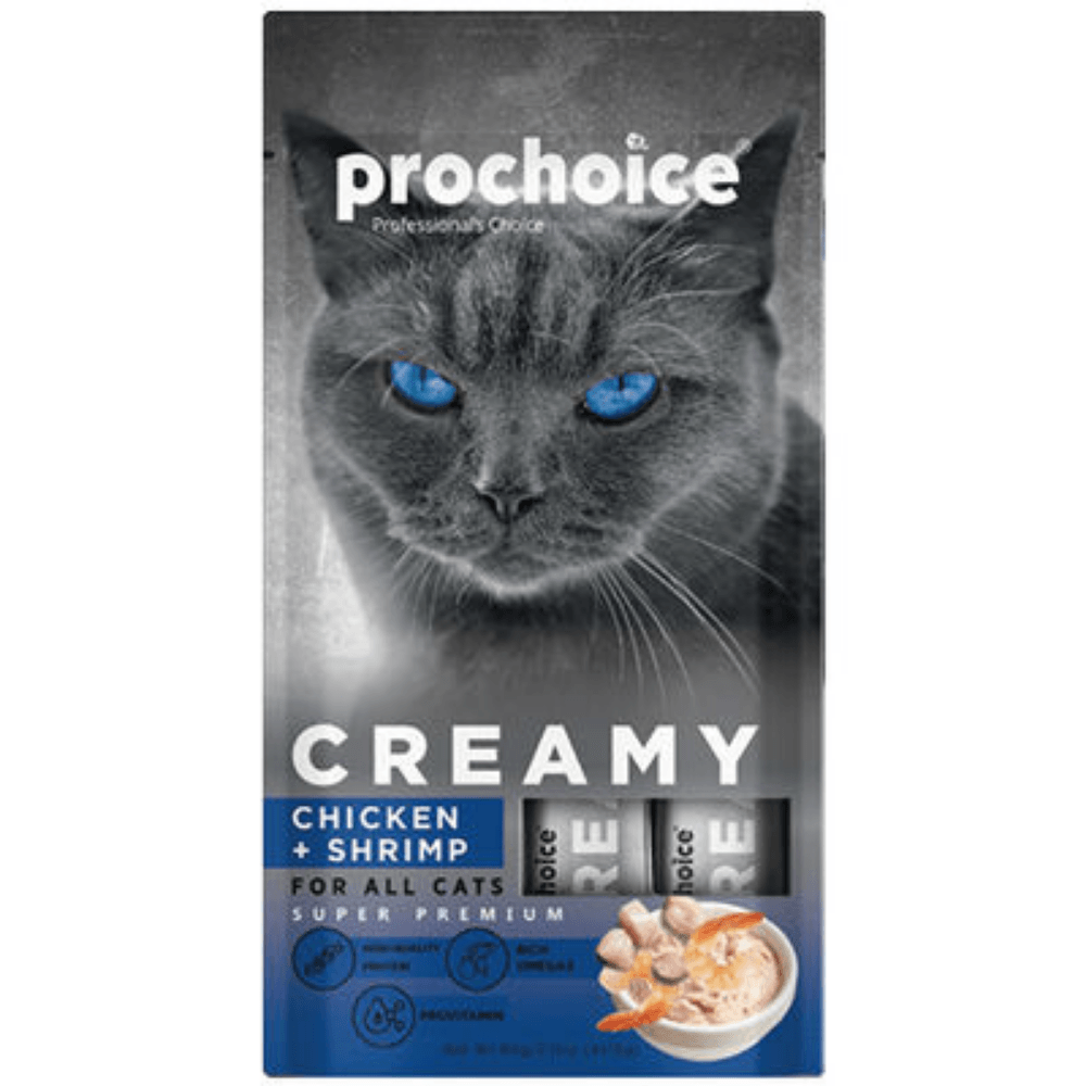 Prochoice Creamy Tavuklu ve Karidesli Kedi Ödül Maması 4 x 15 Gr