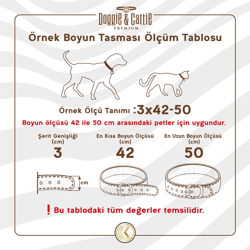 Doggie Konforlu Gerçek Deriden El Yapımı Köpek Boyun Tasması 3x42-50 Cm Siyah