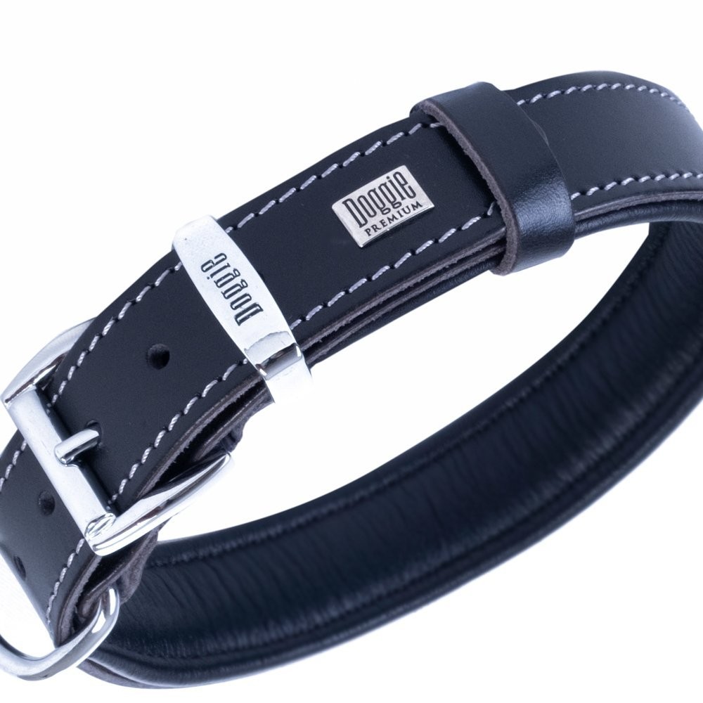 Doggie Firstclass Gerçek Deriden El Yapımı Köpek Boyun Tasması 3x42-50 Cm Siyah