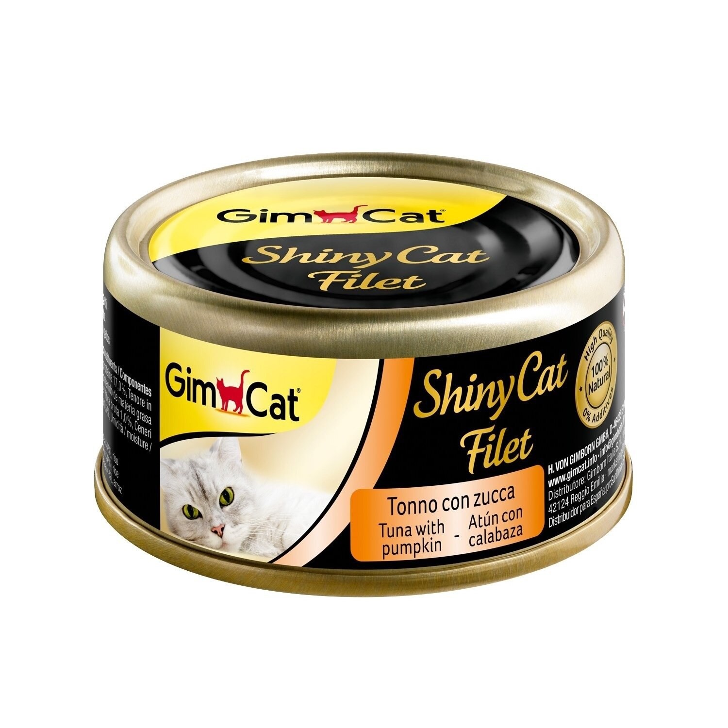 GimCat Shiny Cat Fileto Tuna Balıklı ve Balkabaklı Yetişkin Kedi Konservesi 70 Gr