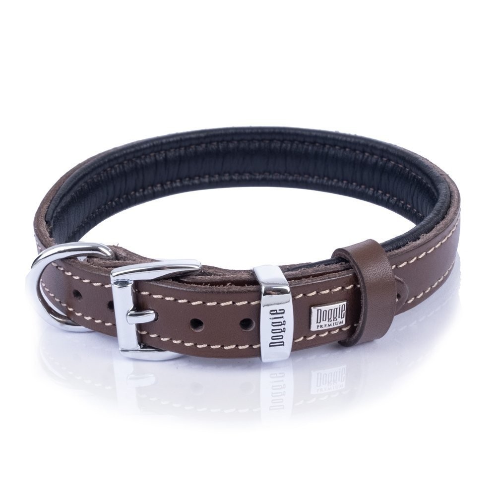 Doggie Firstclass Gerçek Deriden El Yapımı Köpek Boyun Tasması 2x35-40 Cm Kahverengi