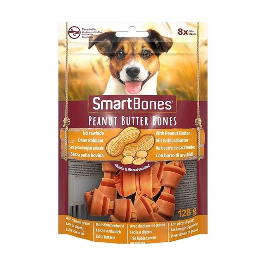 Smart Bones Tavuk Etli Fıstık Ezmeli Mini Düğüm Kemik 128 Gr (8 Adet)