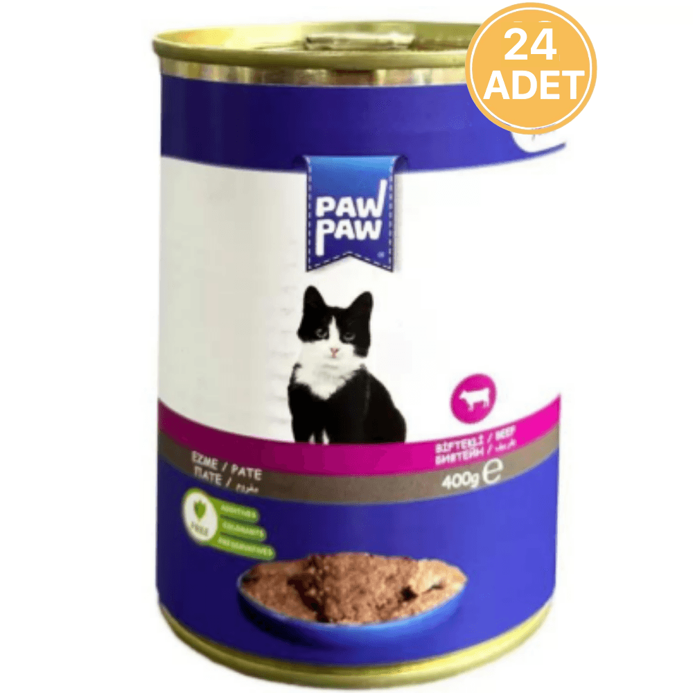 Paw Paw Pate Biftekli Yetişkin Kedi Konservesi 400 gr (24 ADET)