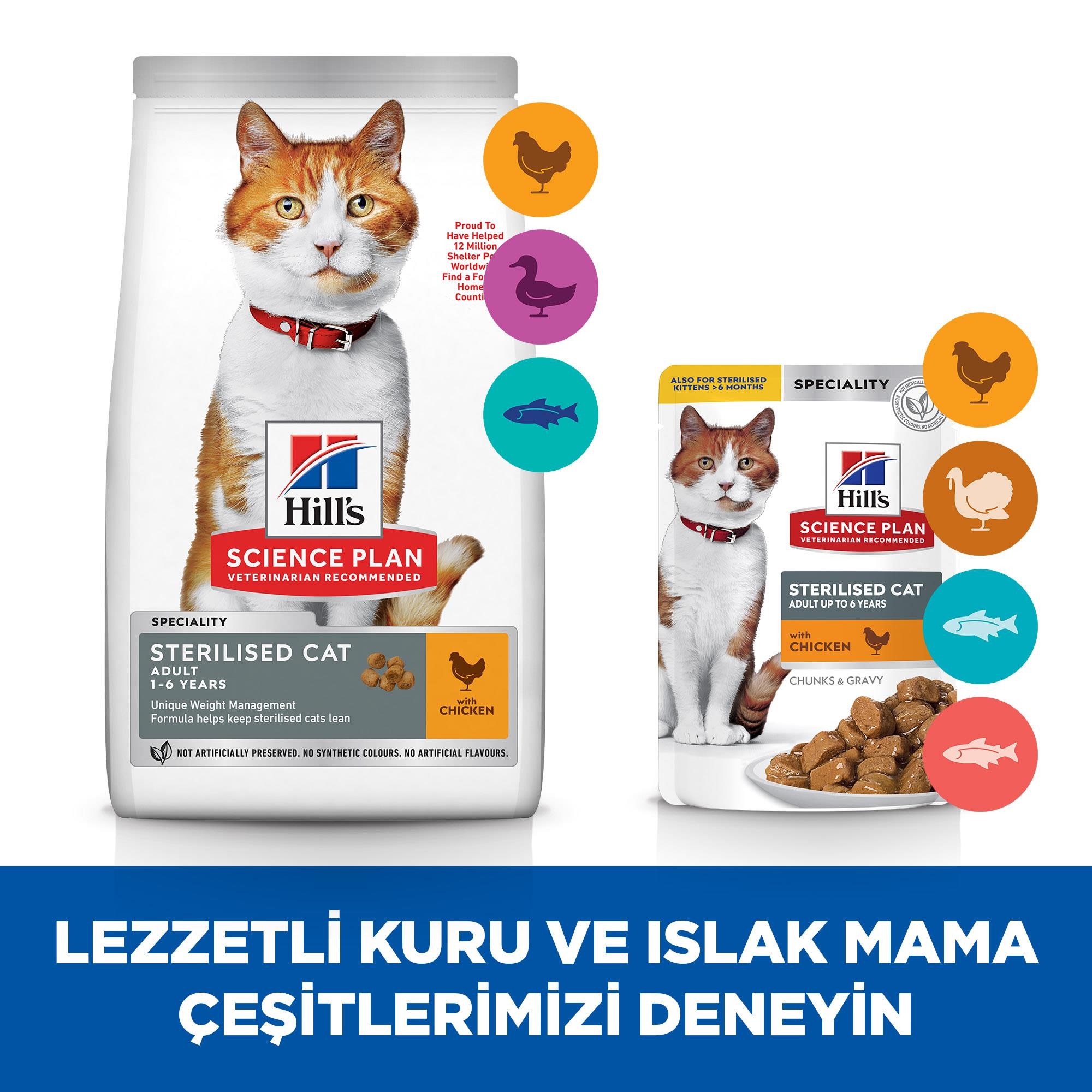 Hill's Sterilised Tavuk Etli Kısırlaştırılmış Kedi Maması 3 Kg