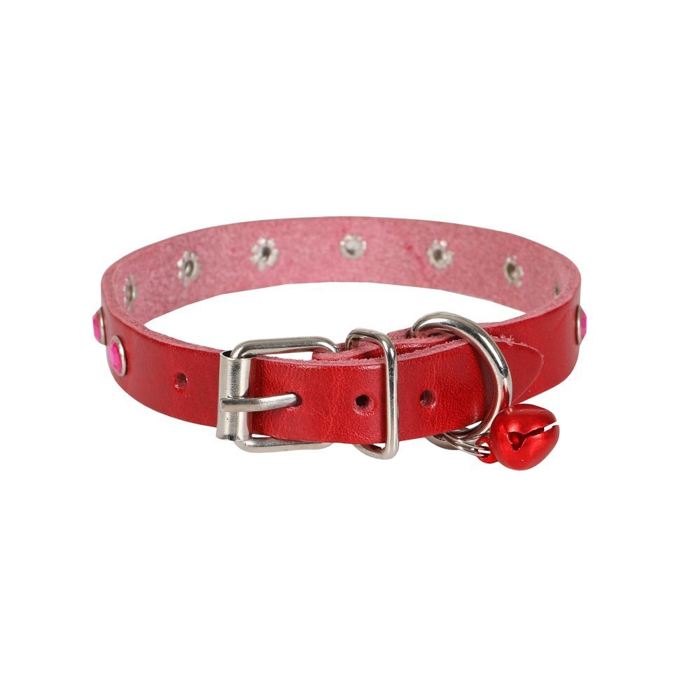 Cattie Taşlı Deri Kedi Boyun Tasması L 1.2x25-29 Cm Kırmızı