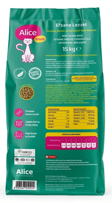 Alice Snob Seçici Zor Beğenen Kedi Maması 15 Kg