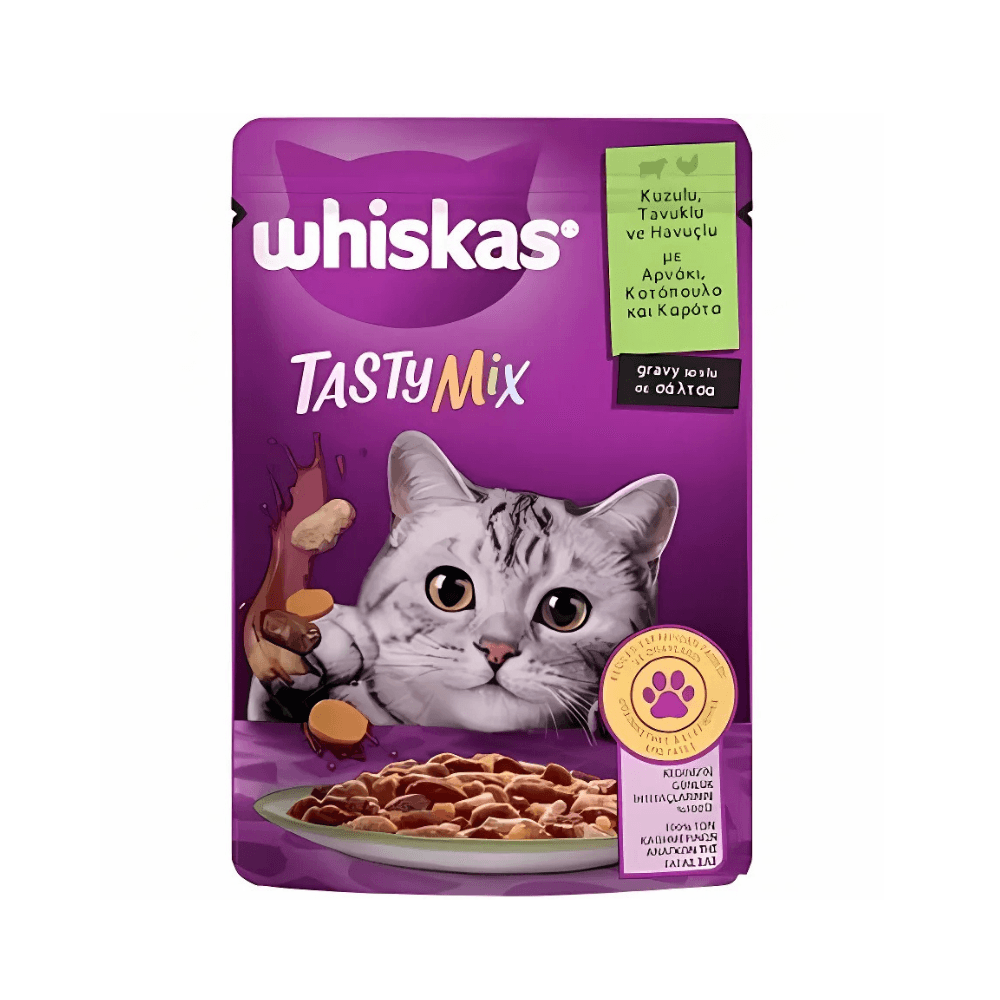 Whiskas Pouch Tasty Mix Kuzulu Tavuklu ve Havuçlu Yetişkin Kedi Konservesi 85 Gr