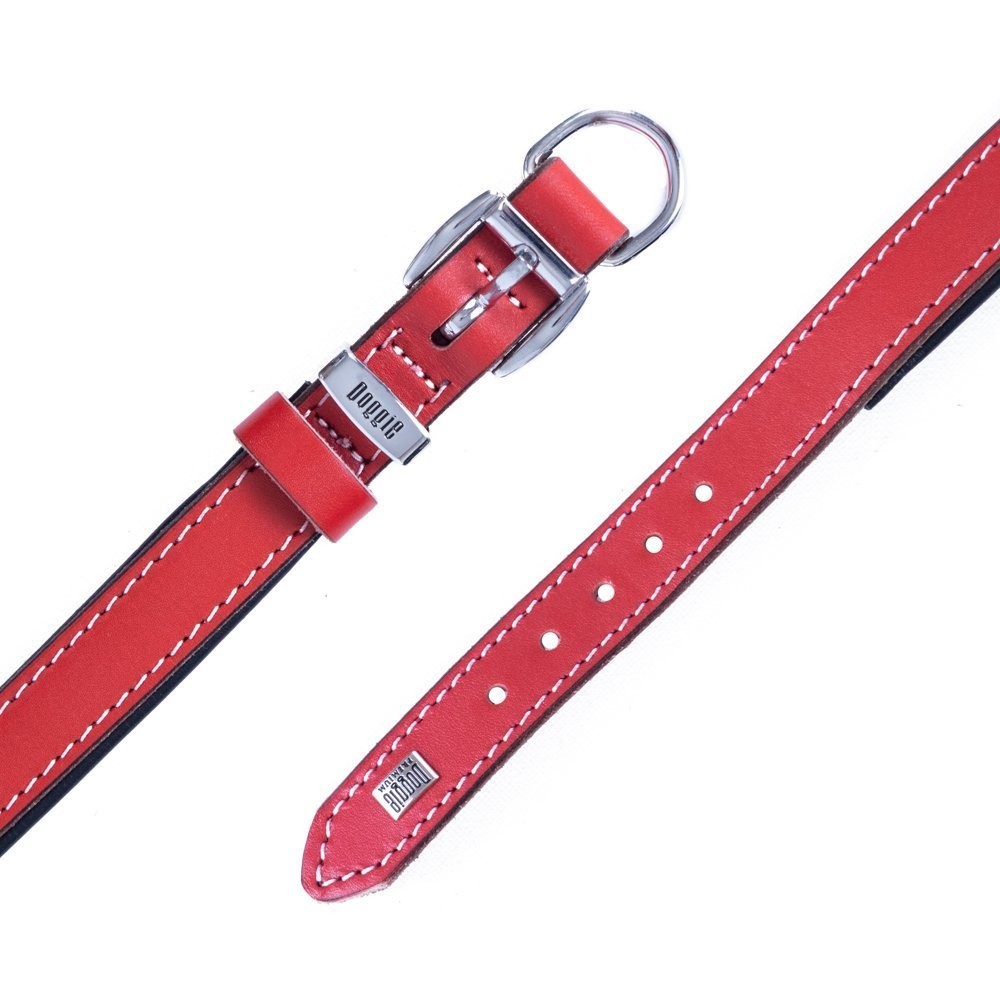 Doggie Firstclass Gerçek Deriden El Yapımı Köpek Boyun Tasması 2x35-40 Cm Kırmızı