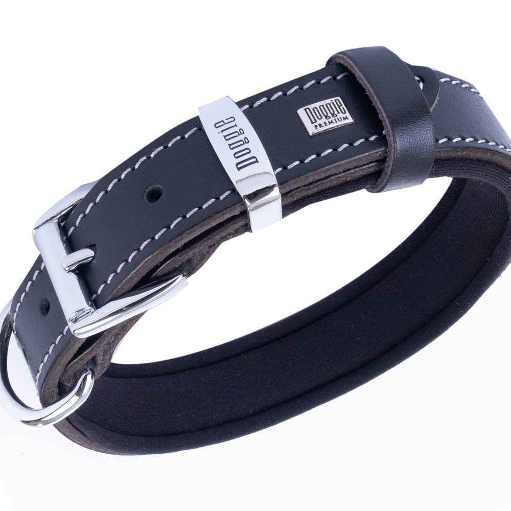 Doggie Konforlu Gerçek Deriden El Yapımı Köpek Boyun Tasması 2.5x37-45 Cm Siyah