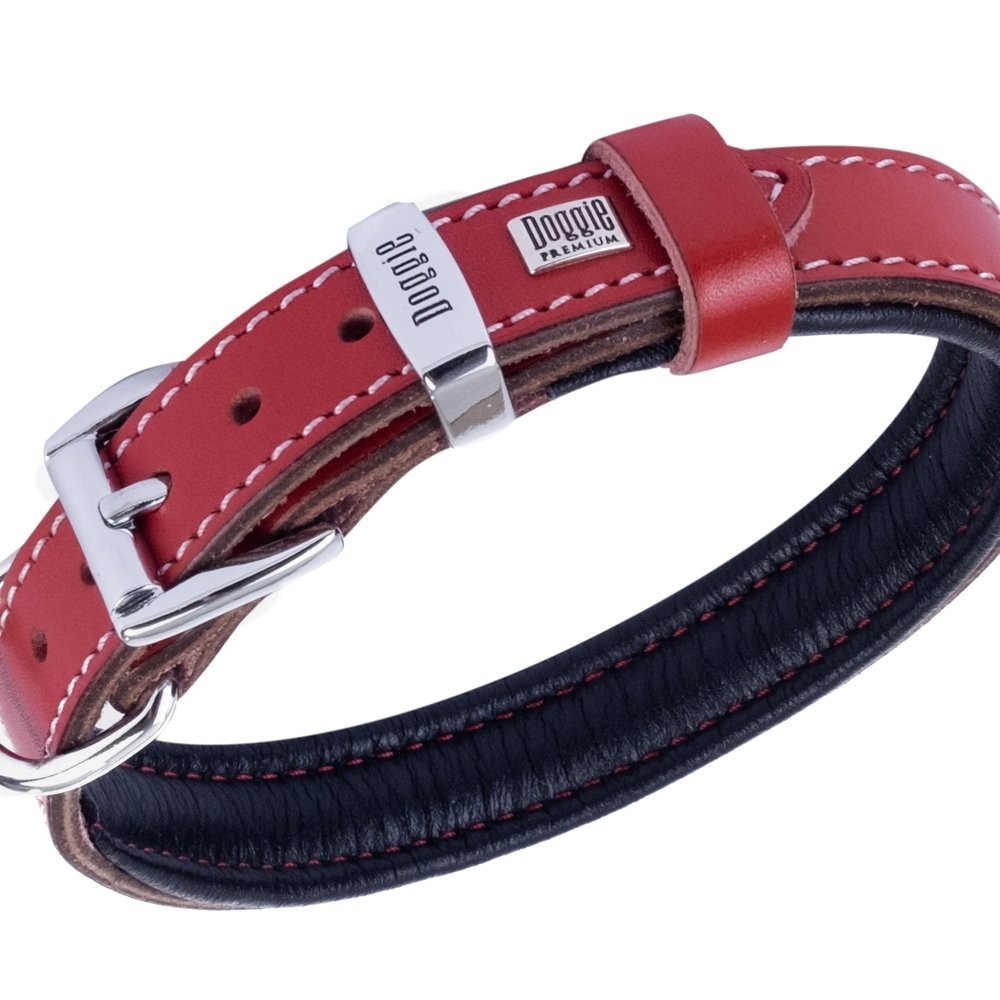 Doggie Firstclass Gerçek Deriden El Yapımı Köpek Boyun Tasması 2x35-40 Cm Kırmızı