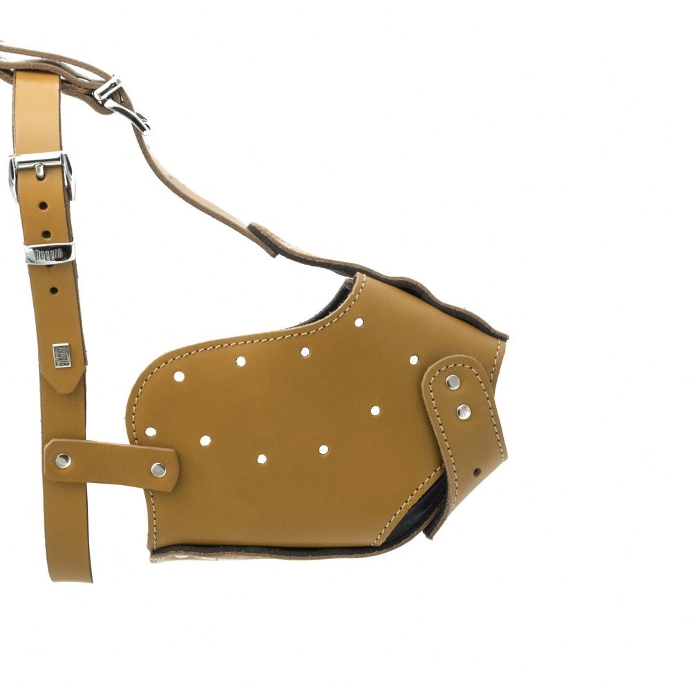 Doggie Eğitim Serisi Gerçek Deriden El Yapımı Uzun Burunlu Köpek Ağızlığı XL-2x60-65 Cm Camel