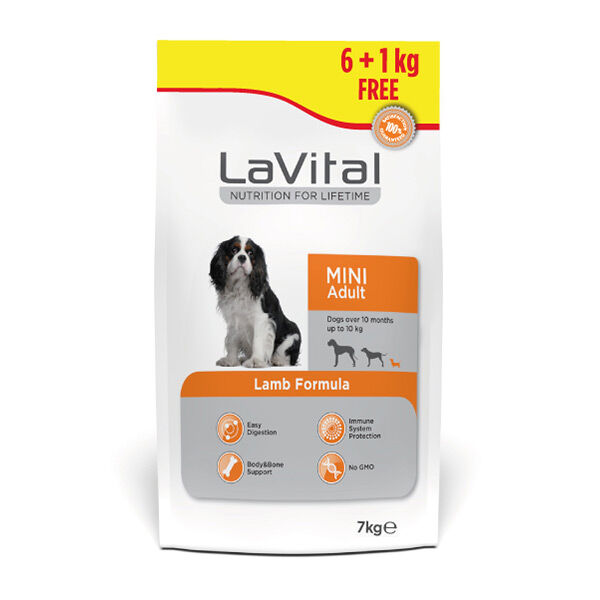 LaVital (Mini Adult) Kuzu EtliKüçük Irk Yetişkin Kuru Köpek Maması 6+1 KG