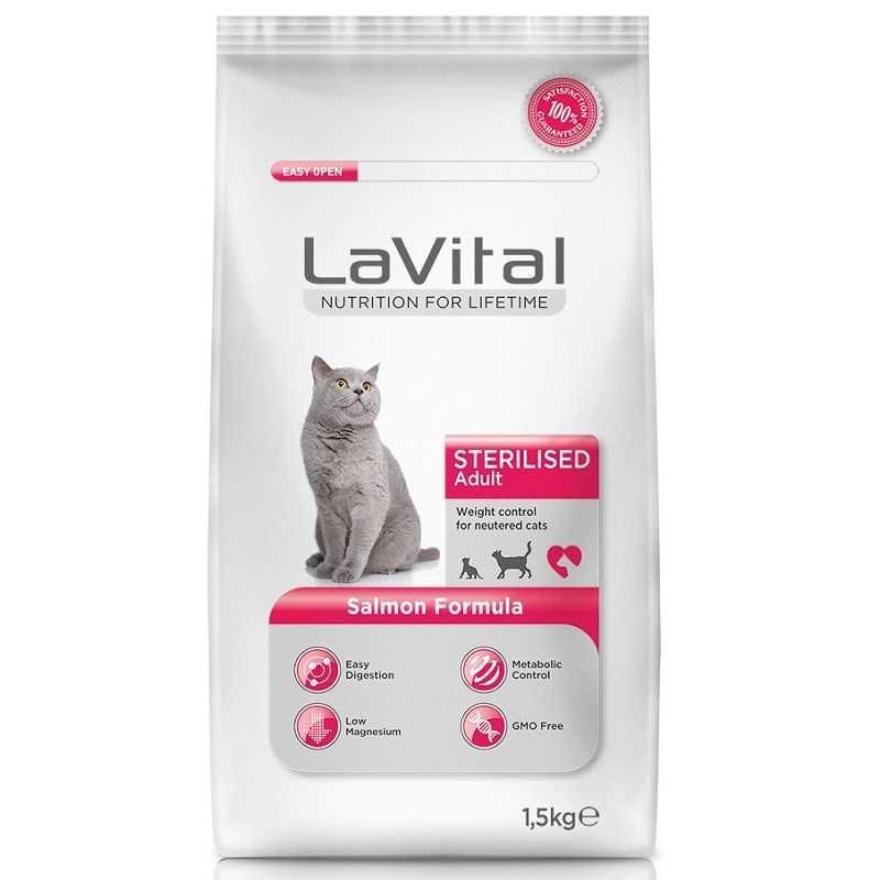 LaVital Kısırlaştırılmış Somonlu Yetişkin Kedi Maması 1.5 Kg