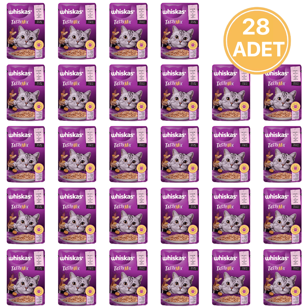 Whiskas Pouch Tasty Mix Somonlu ve Havuçlu Yetişkin Kedi Konservesi 85 Gr (28 ADET)