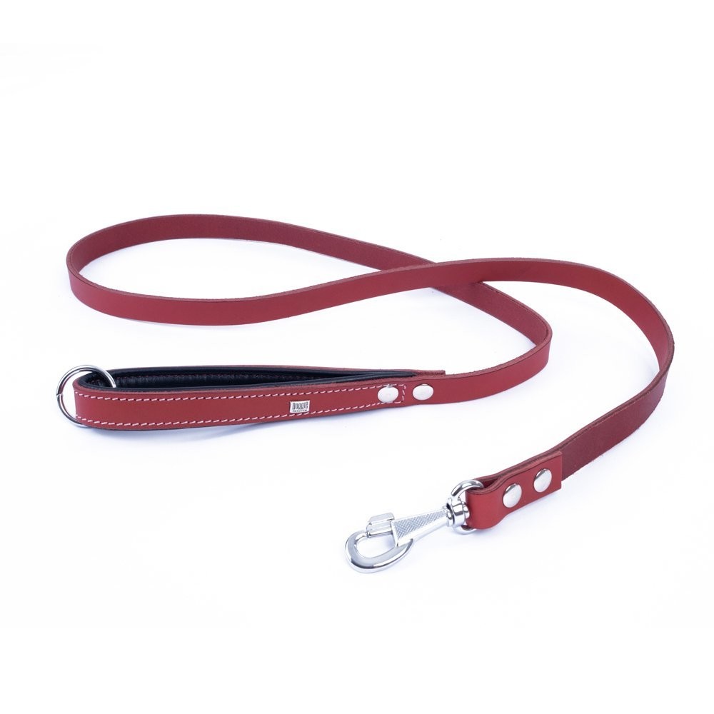Doggie Firstclass Gerçek Deriden El Yapımı Köpek Gezdirme Kayışı 1.5x160 Cm Kırmızı