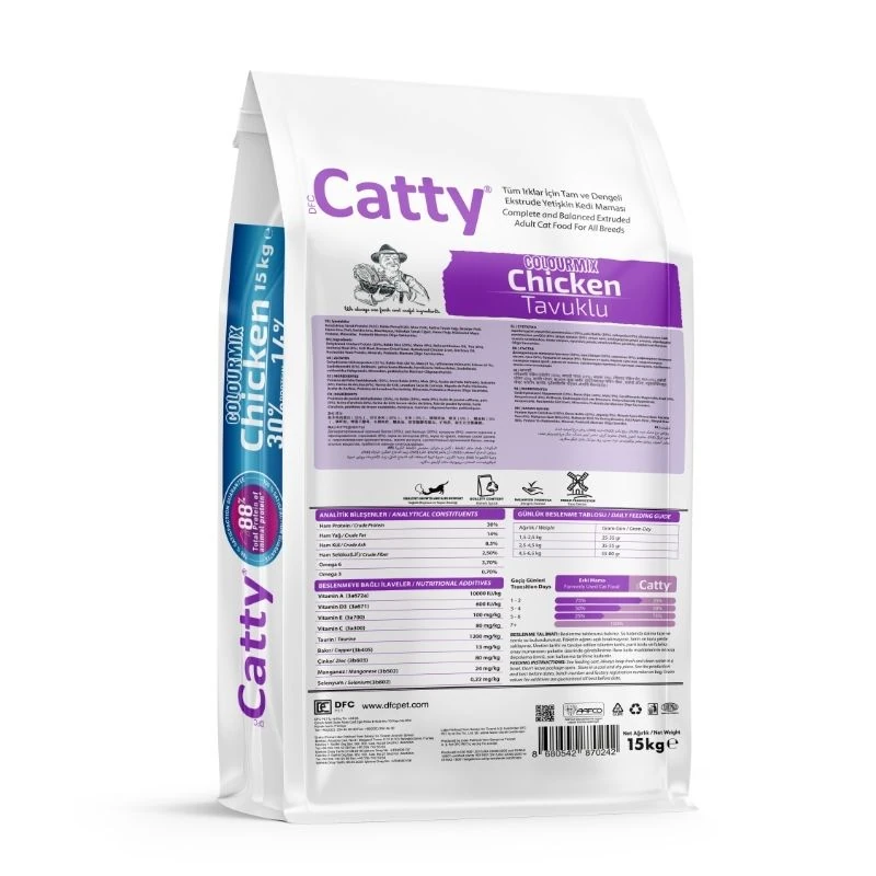Catty Colormix Tavuklu Renkli Taneli Yetişkin Kedi Maması 15 Kg