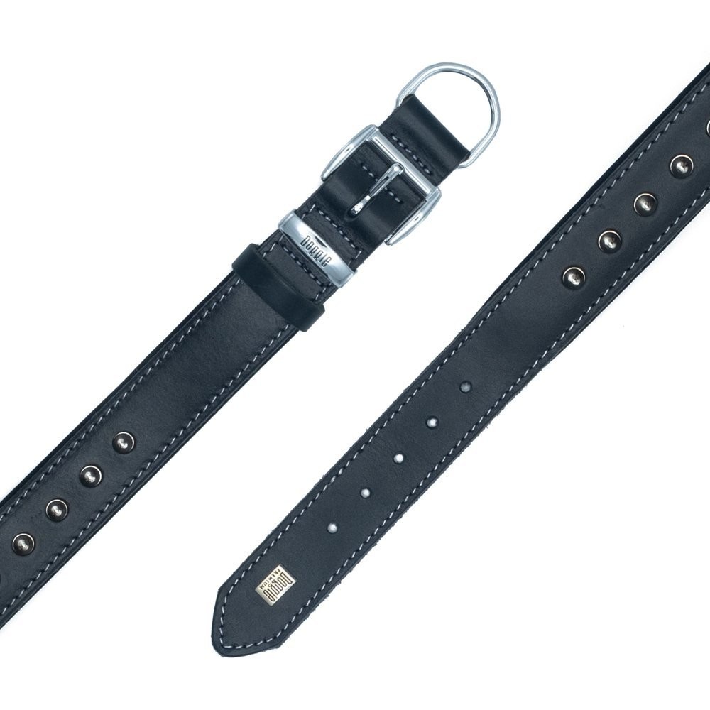 Doggie Konforlu Gerçek Deriden El Yapımı Çivili Köpek Boyun Tasması 3.5x52-60 Cm Siyah