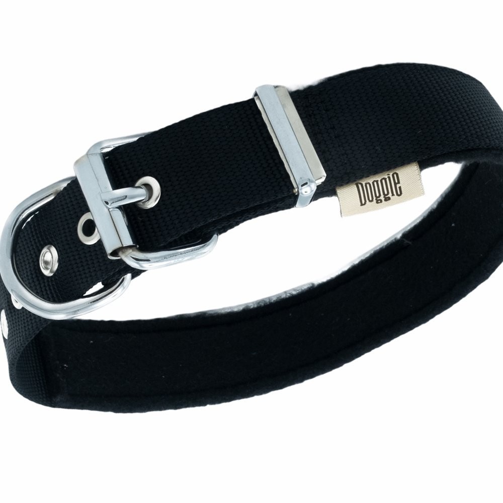 Doggie Polar Dokumadan El Yapımı Köpek Boyun Tasması 3x42-50 Cm Siyah