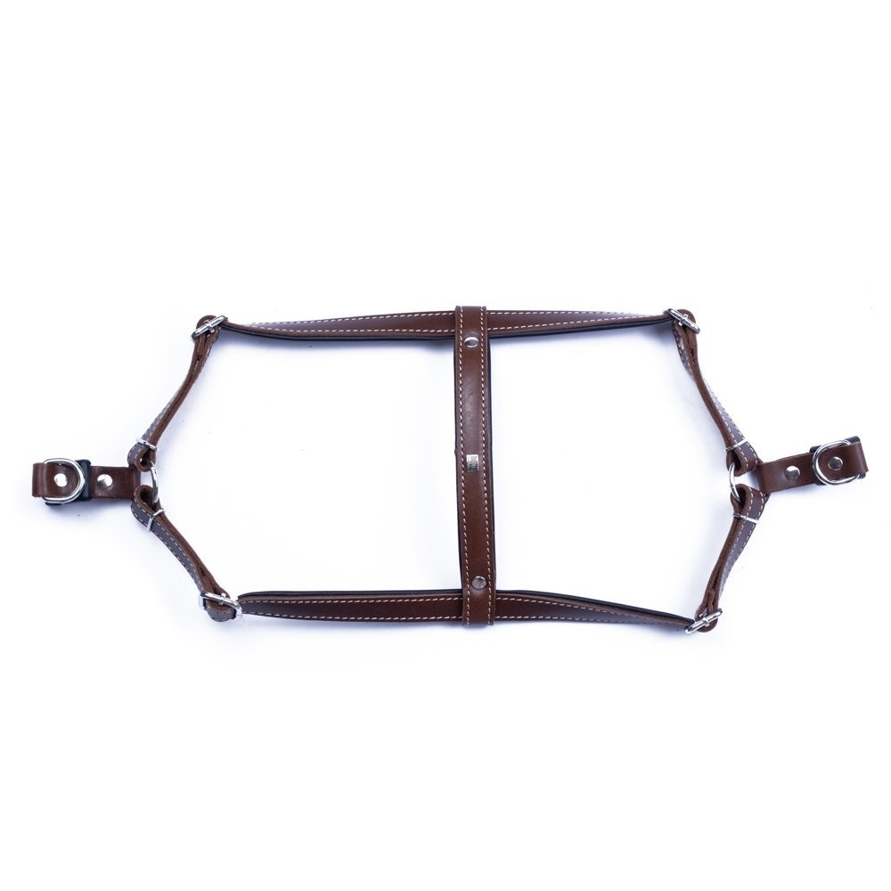 Doggie Konforlu Gerçek Deriden El Yapımı Ronin Model Köpek Göğüs Tasması XS-1.5x35-45 Cm Kahverengi