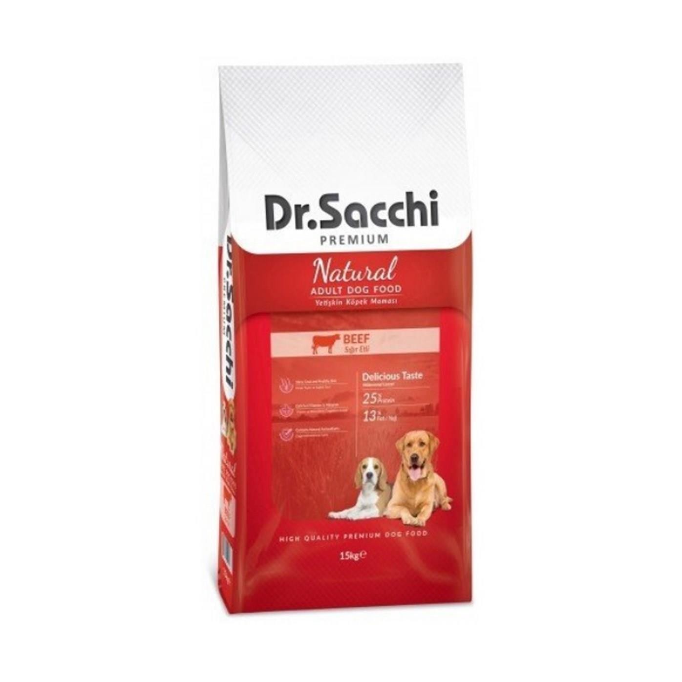 Dr. Sacchi Premium Natural Sığır Etli ve Pirinçli Yetişkin Köpek Maması 15 Kg