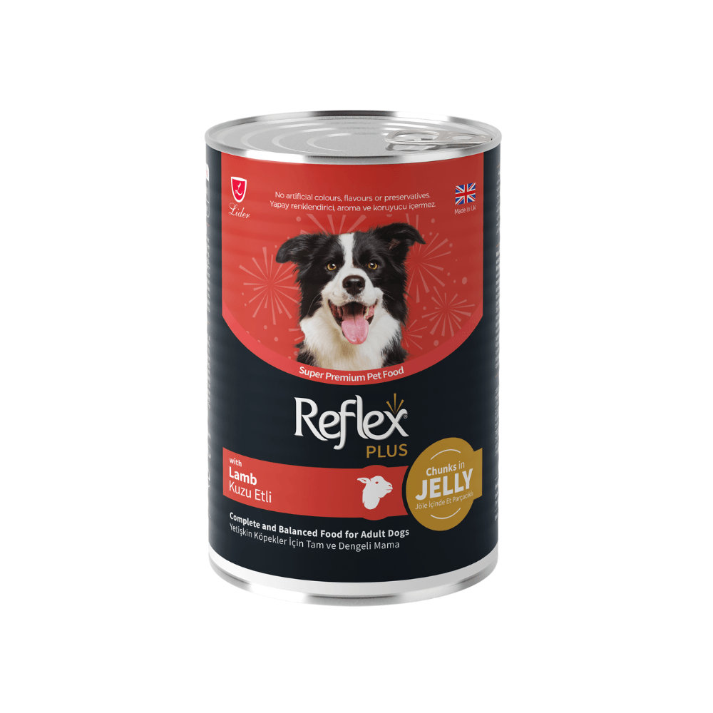 Reflex Plus Jöle İçinde Et Parçacıklı Kuzu Etli Yetişkin Köpek Konservesi 400 Gr