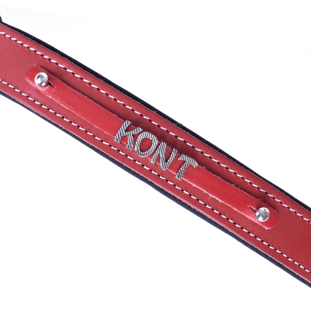 Doggie İsimlikli Deri Boyun Tasması M 1.5x25-30 Cm Kırmızı