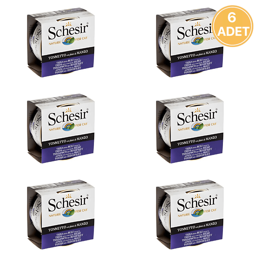 Schesir Ton Balıklı ve Sığır Etli Yetişkin Kedi Konservesi 85 Gr (6 Adet)