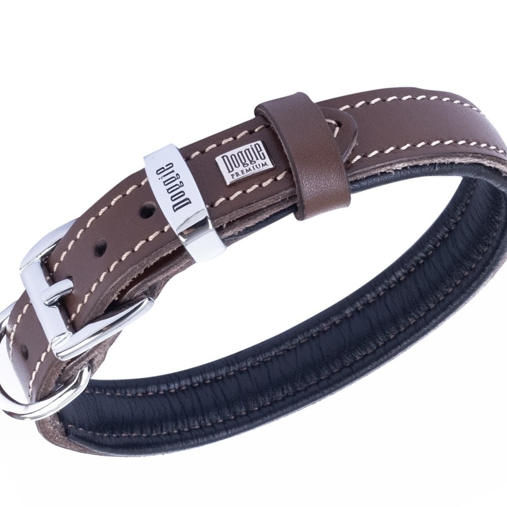 Doggie Firstclass Gerçek Deriden El Yapımı Köpek Boyun Tasması 2x35-40 Cm Kahverengi