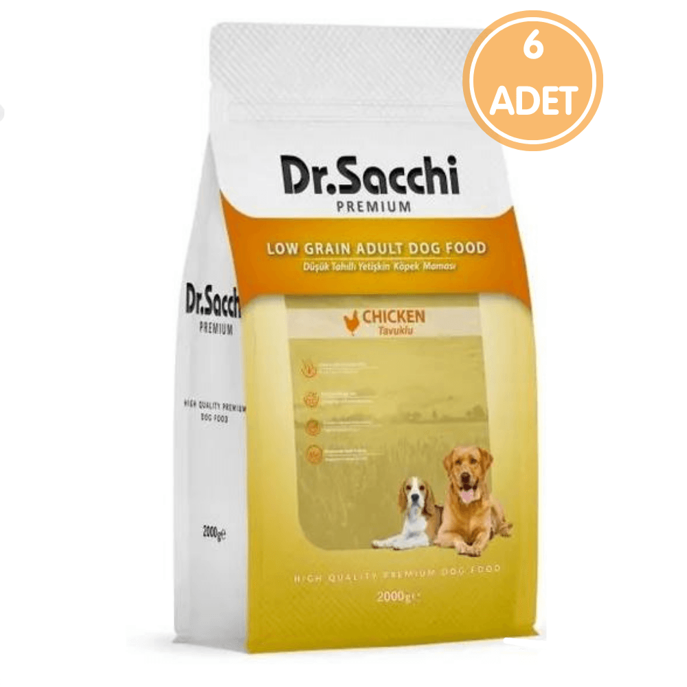 Dr.Sacchi Premium Tavuklu Ve Pirinçli Yetişkin Köpek Maması 2 Kg (6 ADET)