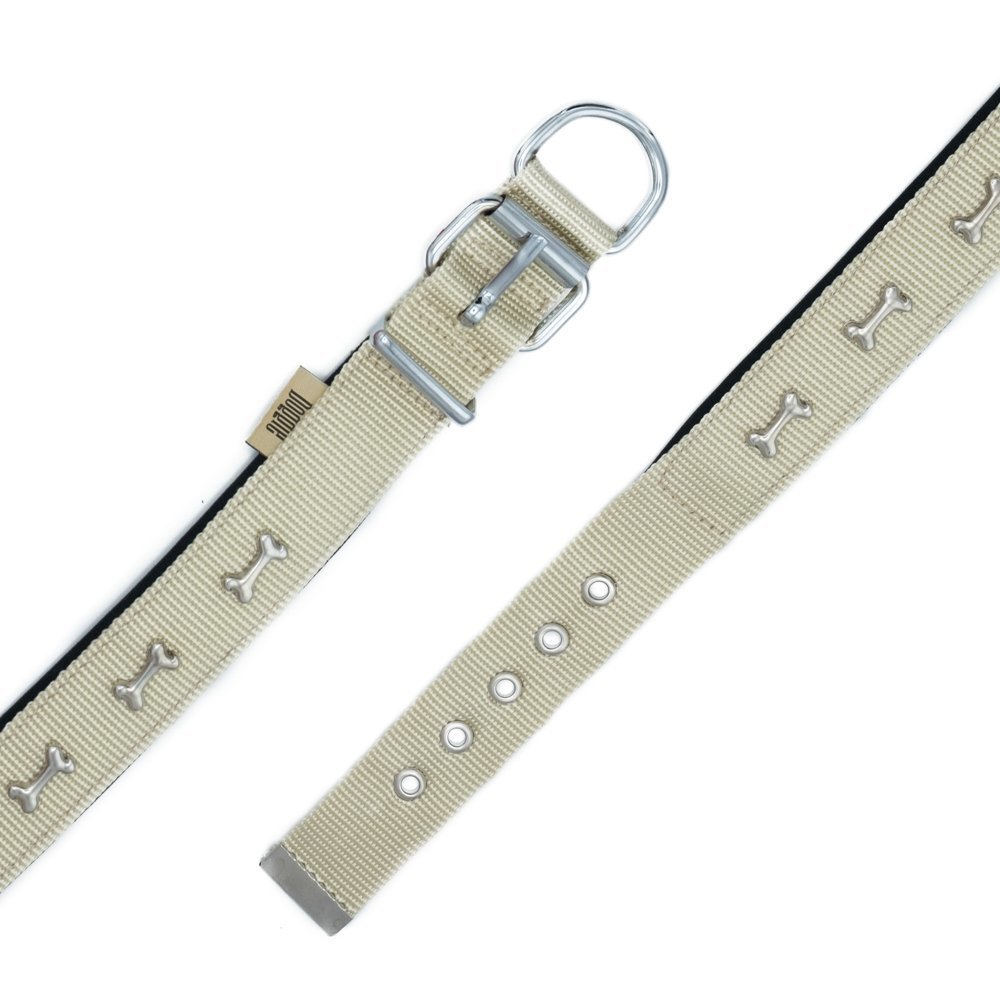 Doggie Comfort Metal Kemik İşlemeli Köpek Boyun Tasması L 3x47-55 Cm Haki