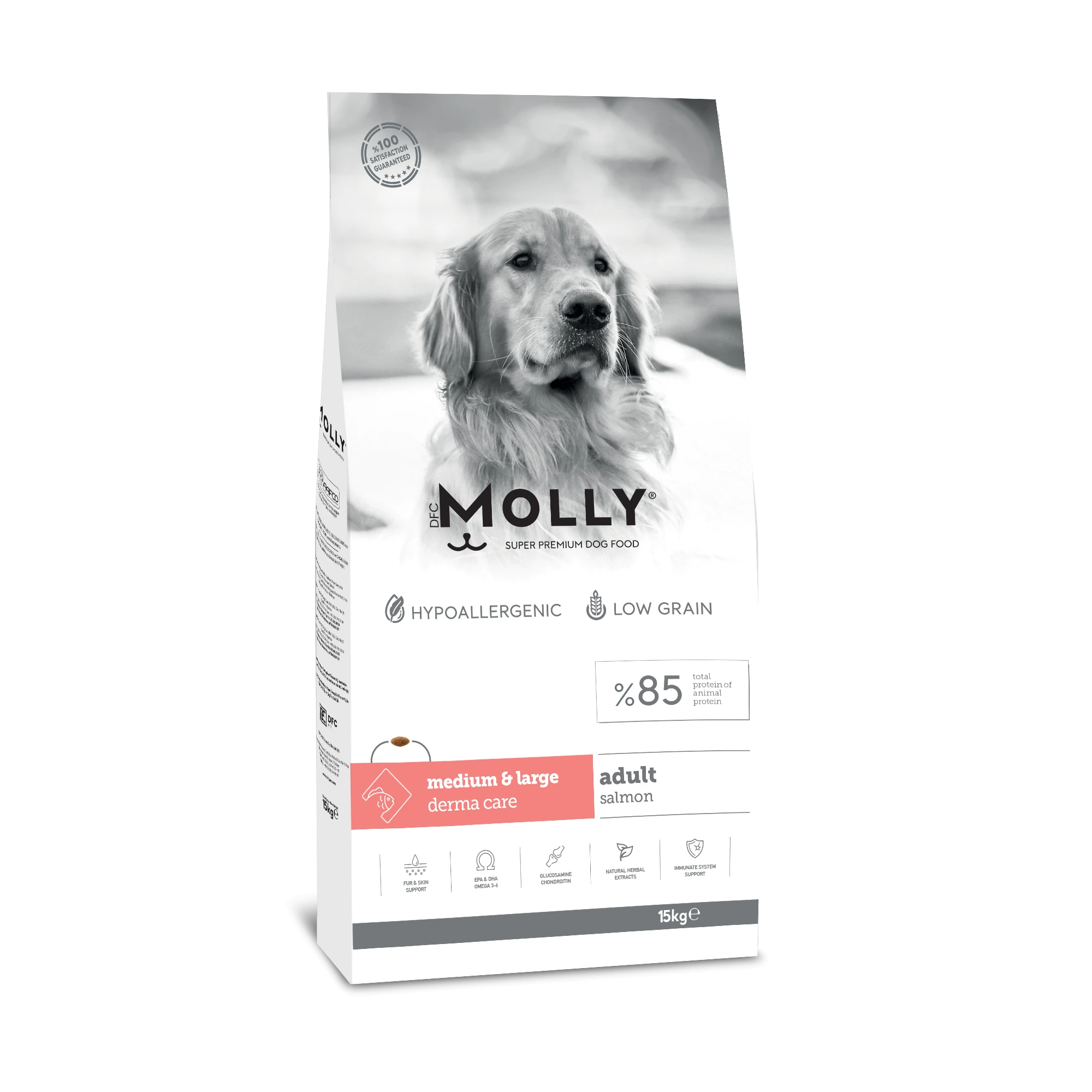 Molly Hipoalerjenik Düşük Tahıllı Somonlu Orta ve Büyük Irk Yetişkin Köpek Maması 15 Kg
