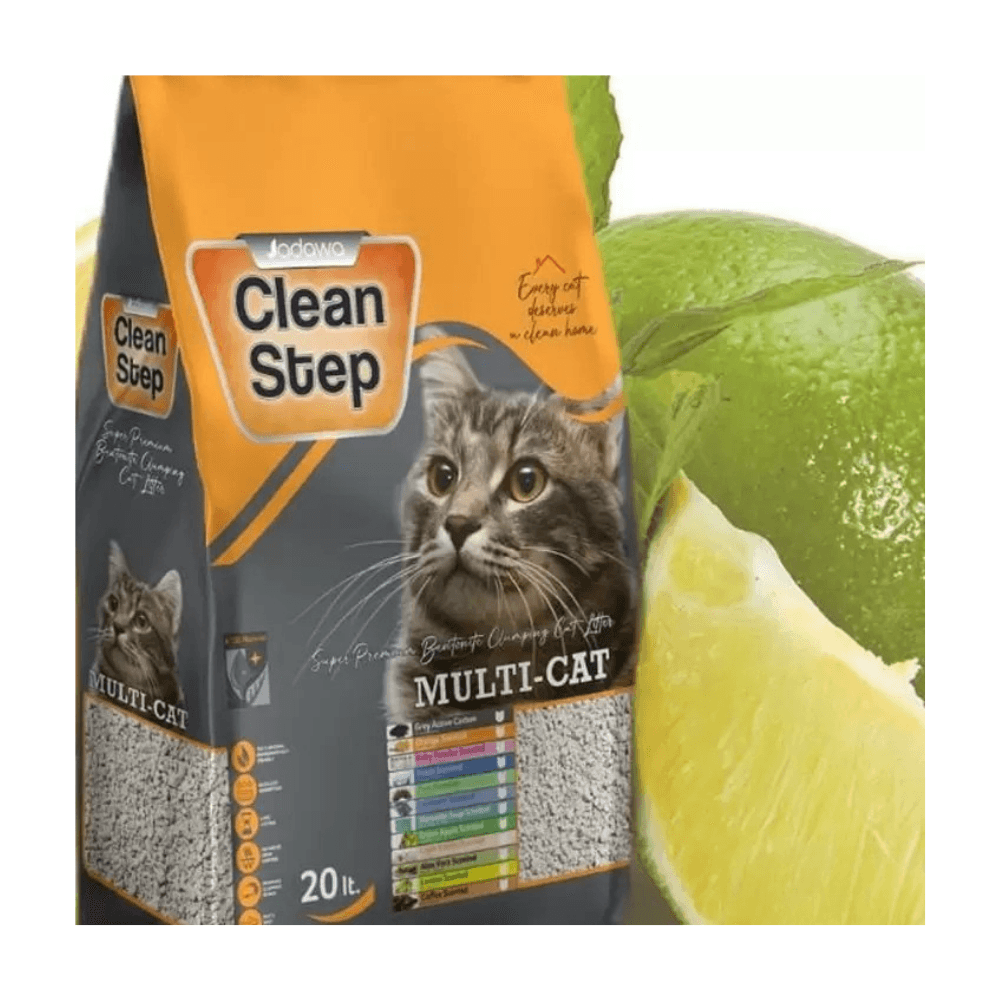 Jadawa Clean Step Limon Kokulu Topaklanan İnce Tane Bentonit Kedi Kumu 20 Lt