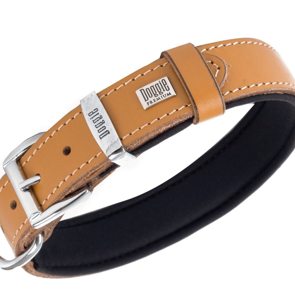 Doggie Konforlu Gerçek Deriden El Yapımı Kemik Süslü Köpek Boyun Tasması 3x42-50 Cm Camel