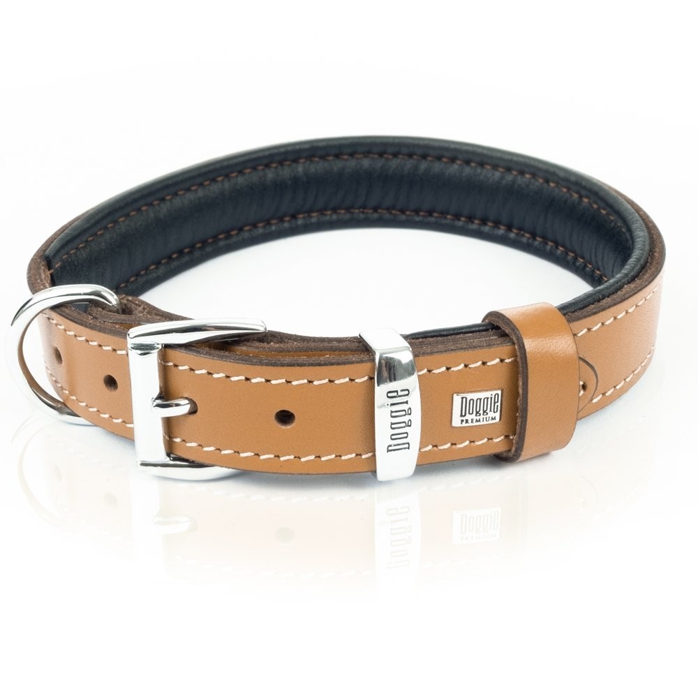 Doggie Firstclass Gerçek Deriden El Yapımı Köpek Boyun Tasması 2.5x37-45 Cm Camel
