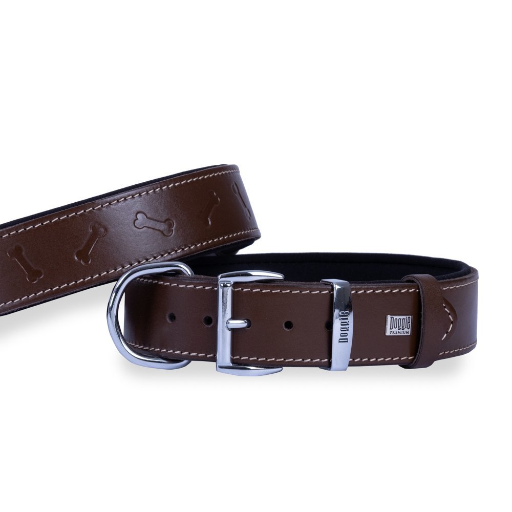 Doggie Deri Kemik Desenli Boyun Tasması S 4x47-55 Cm Kahverengi