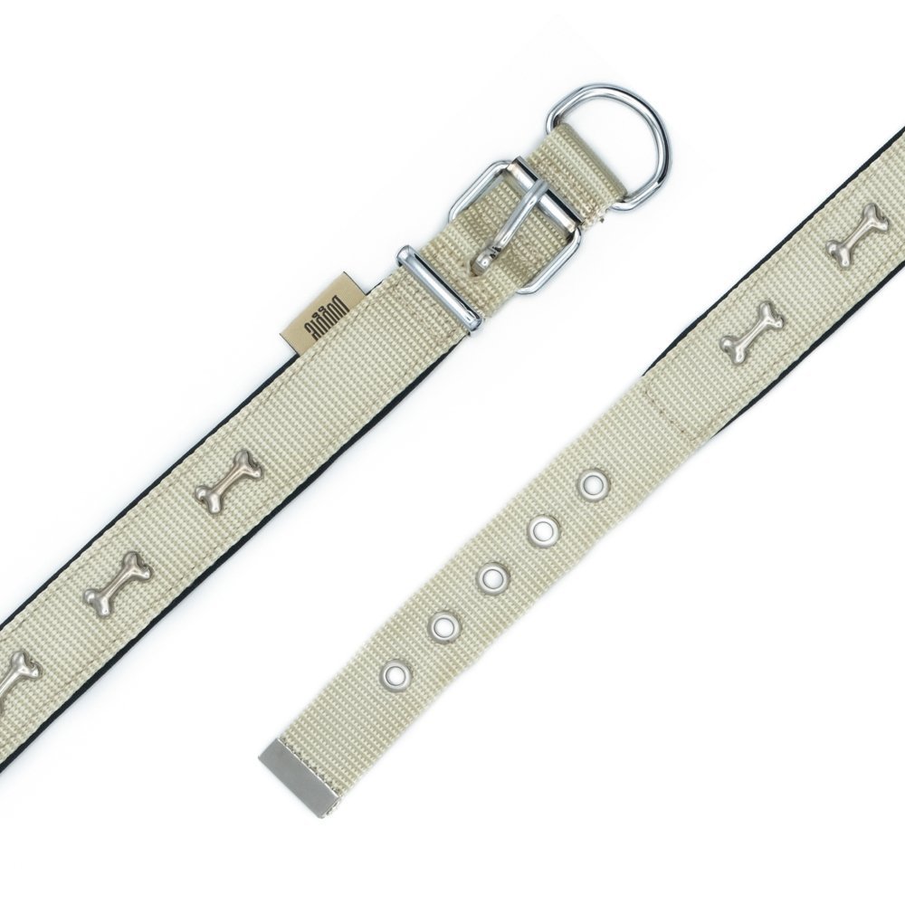 Doggie Comfort Metal Kemik İşlemeli Köpek Boyun Tasması L 2.5x42-50 Cm Haki