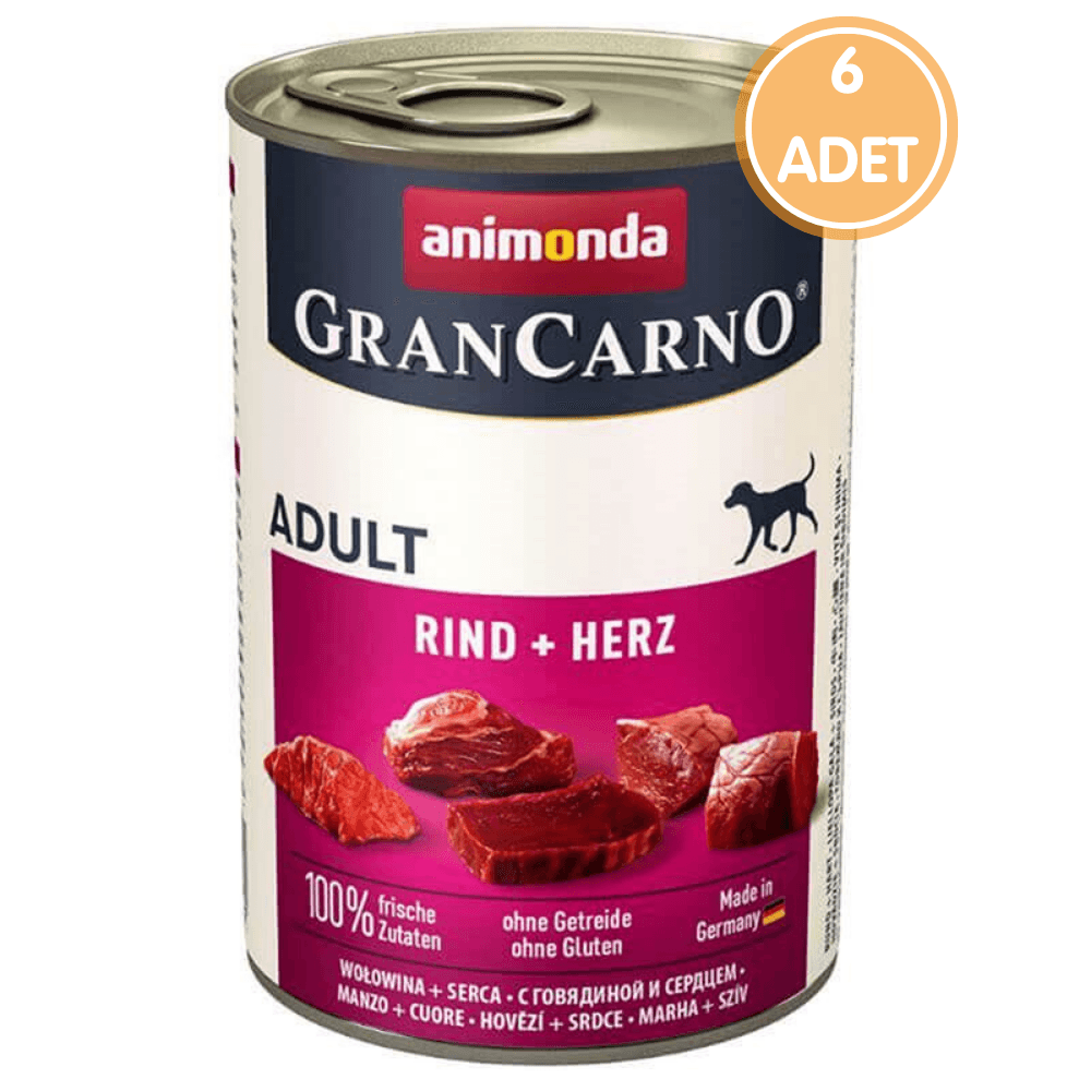 Animonda Gran Carno Sığır ve Yürek Etli Konserve Köpek Maması 400 Gr (6 Adet)