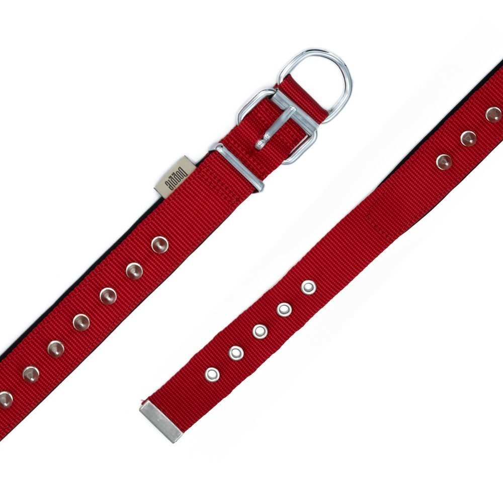 Doggie Konforlu Dokumadan El Yapımı Çivili Köpek Boyun Tasması 3x42-50 Cm Kırmızı