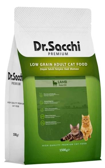 Dr. Sacchi Premium Natural Kuzu Etli ve Pirinçli Yetişkin Kedi Maması 1.5 Kg