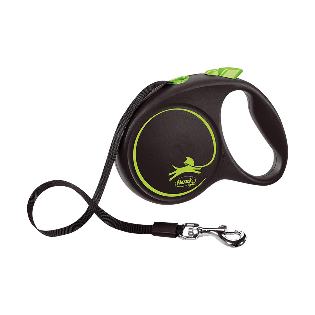 Flexi New Black Design Yeşil Şerit Gezdirme S 5 M