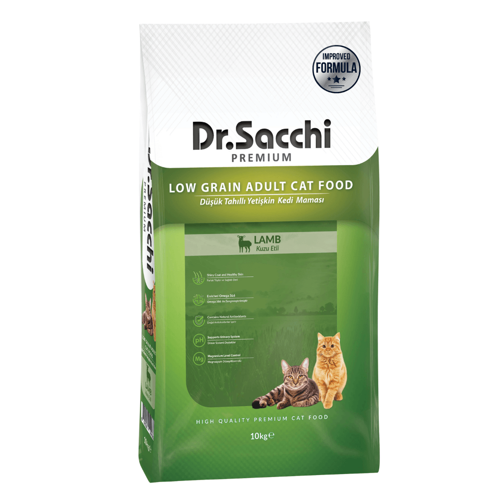 Dr.Sacchi Düşük Tahıllı Kuzu Etli Yetişkin Kedi Maması 10 Kg