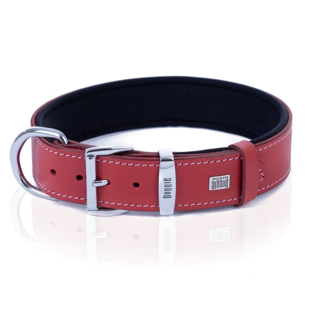 Doggie Konforlu Gerçek Deriden El Yapımı Nazar Boncuklu Köpek Boyun Tasması 3.5x47-55 Cm Kırmızı