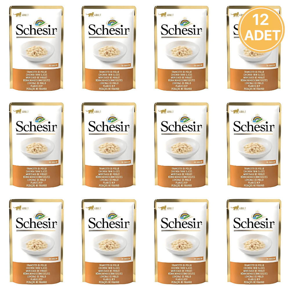 Schesir Kıyılmış Tavuk Etli Yetişkin Kedi Konservesi 85 Gr (12 Adet)