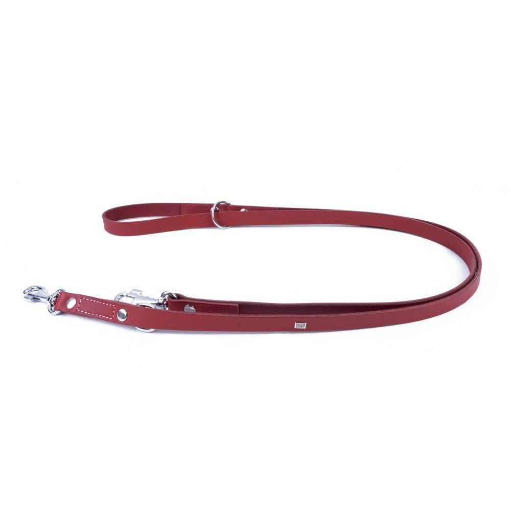 Doggie Ayarlanabilir Seri Klasik Gerçek Deriden El Yapımı  Köpek Gezdirme Kayışı 2x120-200 Cm Kırmızı