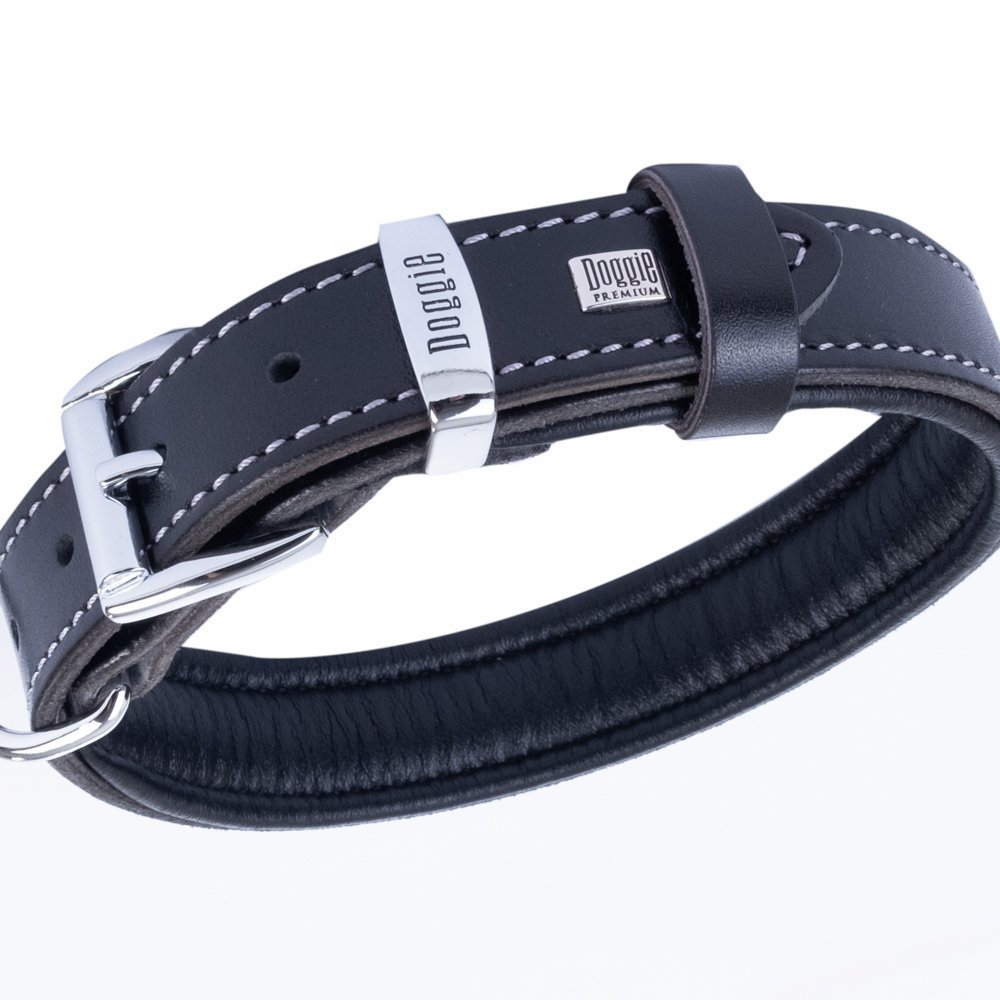 Doggie Firstclass Gerçek Deriden El Yapımı Köpek Boyun Tasması 2.5x37-45 Cm Siyah