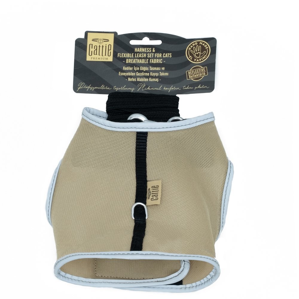 Cattie Havalı Dokuma Kedi Göğüs ve Uzatma Seti 1x25-35 Cm Bej