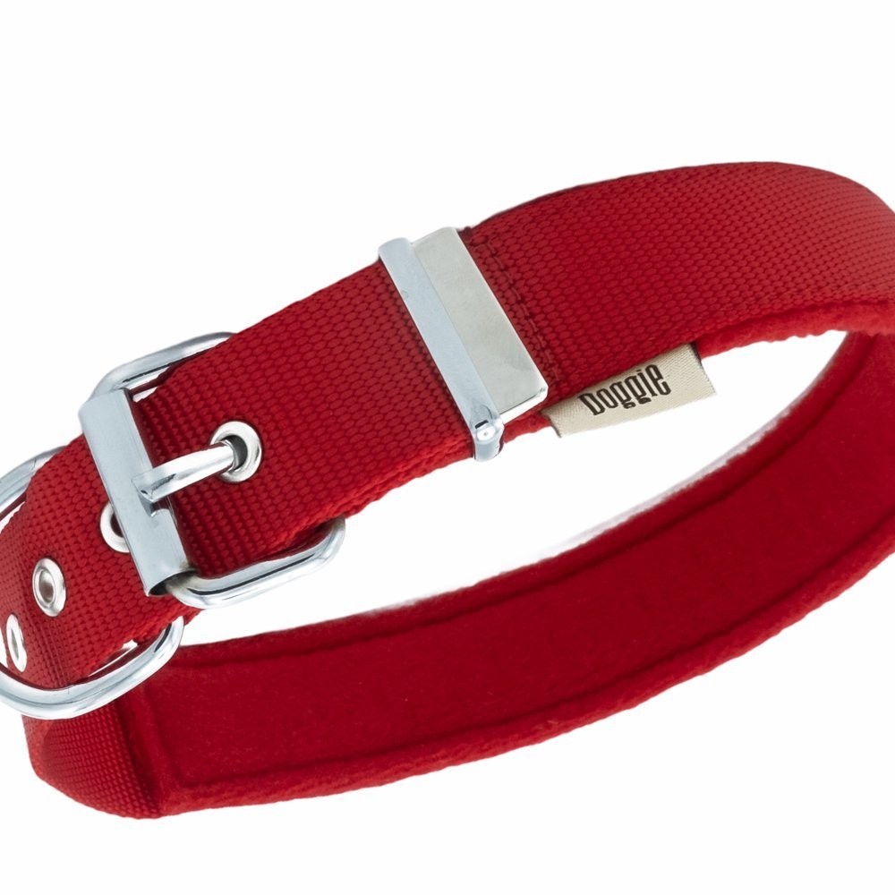 Doggie Polar Dokumadan El Yapımı Köpek Boyun Tasması 3x47-55 Cm Kırmızı